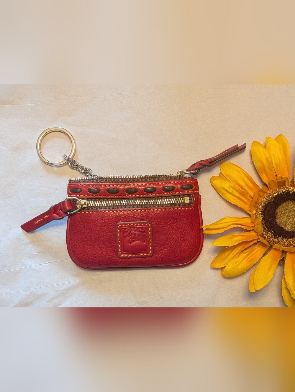 Dooney & Bourke RED Florentine Leather Coin / Key Case NWOT